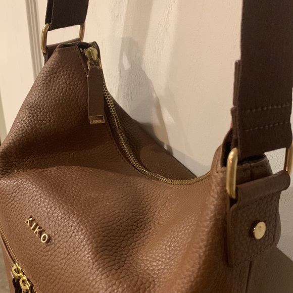 KIKO genuine Pebble brown Leather shoulder crossbody bag adjustable strap - Picture 9 of 16